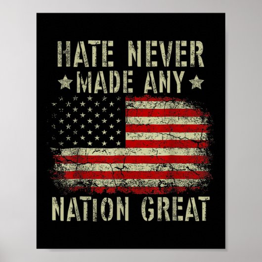 Retro Flag Hate heeft nooit een natie groot anti-T Poster (Voorkant)