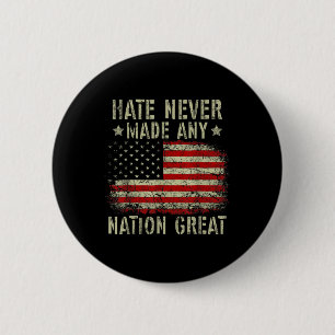 Retro Flag Hate heeft nooit een natie groot anti-T Ronde Button 5,7 Cm