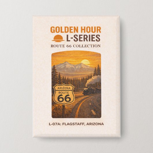 Retro Flagstaff Arizona Route 66 Landmark Kunst Button (Voorkant)