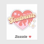 Retro Flame Heart Je bent mijn zielsverwant vinyl Sticker (Vel)