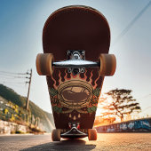 Retro Flaming Astronaut Rozen Persoonlijke naam Persoonlijk Skateboard