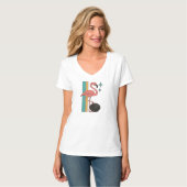 Retro Flamingo Bowling Midcentury Kunst T-shirt (Voorkant volledig)