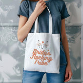 Retro Flamingo Bruiden Komen Bij Elkaar Bruiloft Tote Bag