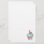Retro Flamingo Cupcake Stationery Briefpapier (Voorkant / Achterkant)