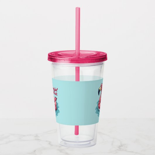 Retro Flamingo Float Funny Summer Acryl Drinkbeker (Rechts)