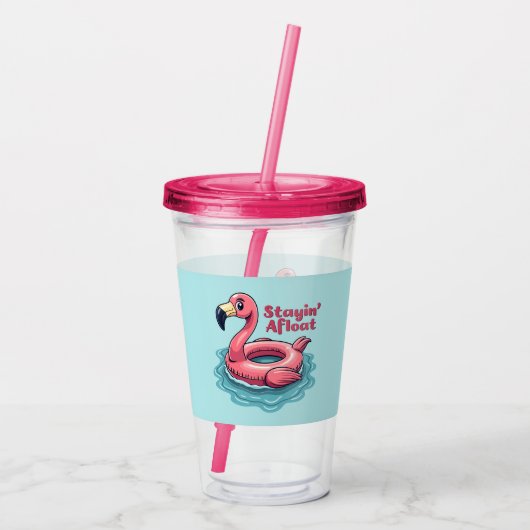 Retro Flamingo Float Funny Summer Acryl Drinkbeker (Achterkant)