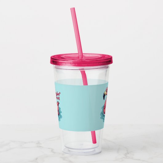 Retro Flamingo Float Funny Summer Acryl Drinkbeker (Links)