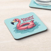 Retro Flamingo Float Funny Summer Bier Onderzetter (Linkerzijde)