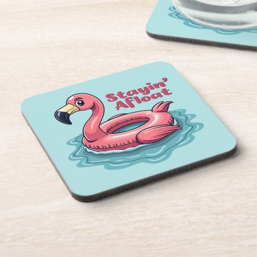 Retro Flamingo Float Funny Summer Bier Onderzetter (Linkerzijde)