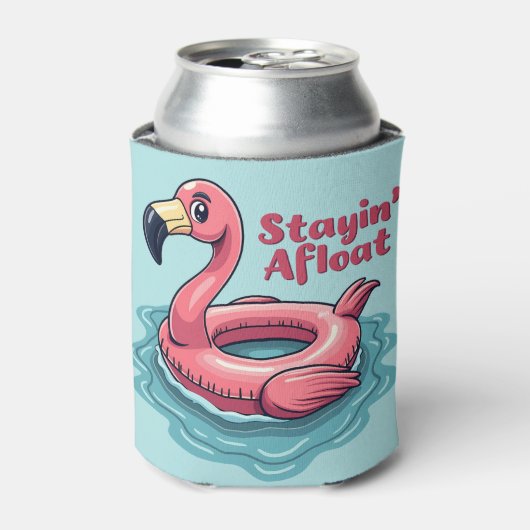 Retro Flamingo Float Funny Summer Blikjeskoeler (Blikje Voorkant)