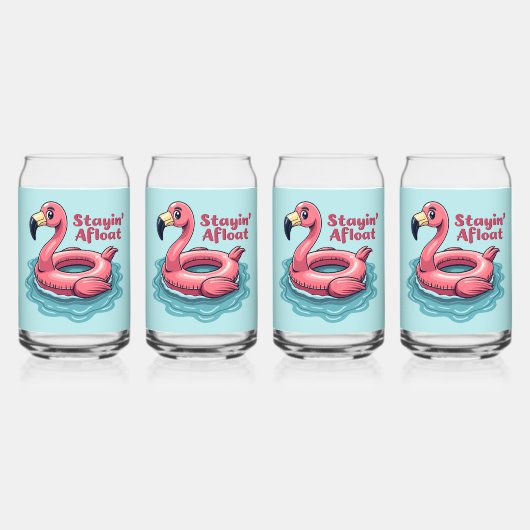 Retro Flamingo Float Funny Summer Blikvorm Glas (Achterkant)