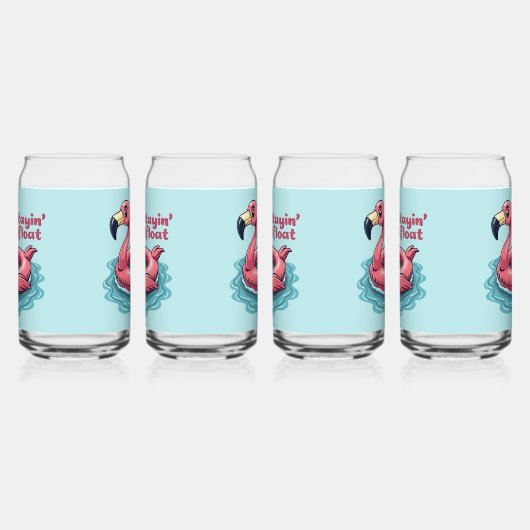 Retro Flamingo Float Funny Summer Blikvorm Glas (Rechts)