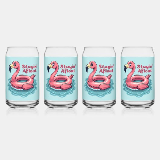 Retro Flamingo Float Funny Summer Blikvorm Glas (Voorkant)