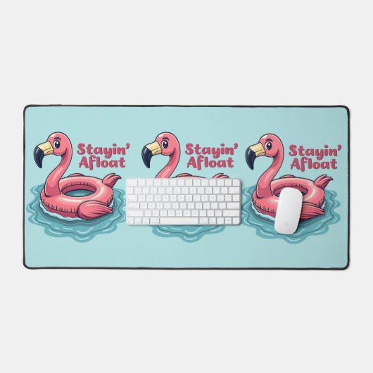 Retro Flamingo Float Funny Summer Bureaumat (Keyboard & Muis)