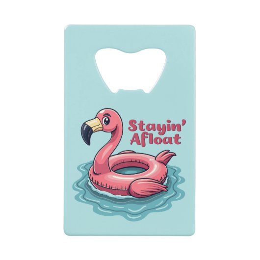 Retro Flamingo Float Funny Summer Creditkaart Flessenopener (Voorkant)