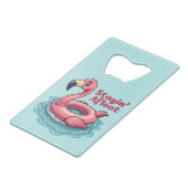 Retro Flamingo Float Funny Summer Creditkaart Flessenopener (Achterkant Gekanteld)