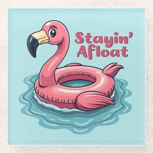 Retro Flamingo Float Funny Summer Glazen Onderzetter (Voorkant)