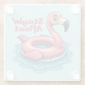 Retro Flamingo Float Funny Summer Glazen Onderzetter (Achterkant)