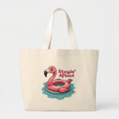 Retro Flamingo Float Funny Summer Grote Tote Bag (Voorkant)