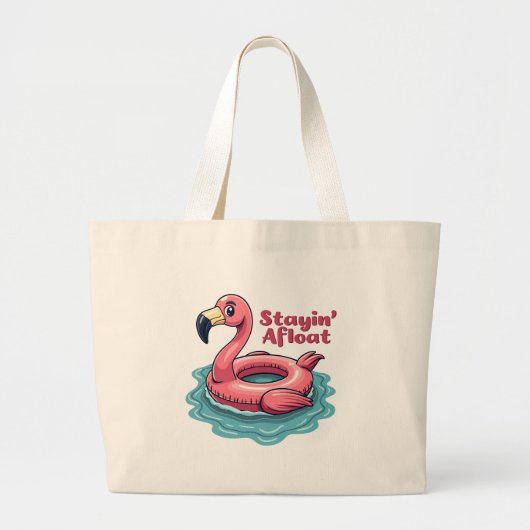 Retro Flamingo Float Funny Summer Grote Tote Bag (Voorkant)