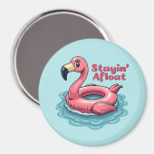 Retro Flamingo Float Funny Summer Magneet (Voorkant / Achterkant)