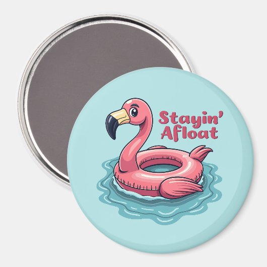 Retro Flamingo Float Funny Summer Magneet (Voorkant / Achterkant)
