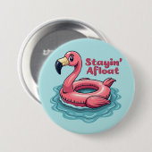 Retro Flamingo Float Funny Summer Ronde Button 7,6 Cm (Voorkant /achterkant)