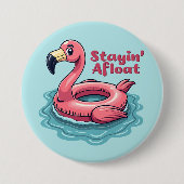 Retro Flamingo Float Funny Summer Ronde Button 7,6 Cm (Voorkant)