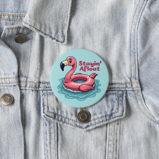 Retro Flamingo Float Funny Summer Ronde Button 7,6 Cm (In situ)