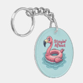 Retro Flamingo Float Funny Summer Sleutelhanger (Voorkant Links)