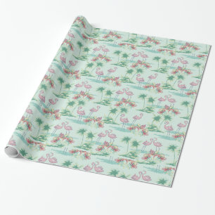Retro Flamingo Island inpakpapier