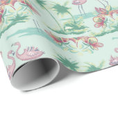 Retro Flamingo Island inpakpapier (Rol Hoek)