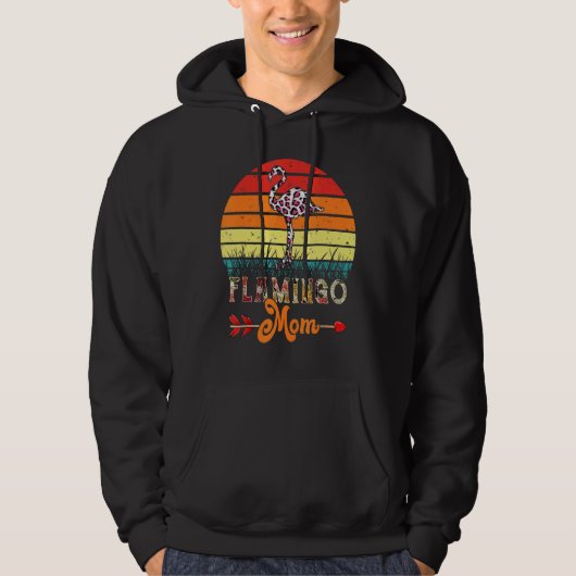 Retro Flamingo Mam Flowers Leopard Flaming Hoodie (Voorkant)
