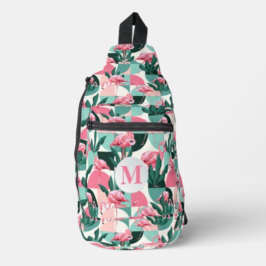 Retro flamingo monogram sling bag (Voorkant)