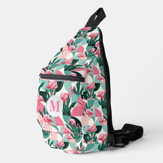 Retro flamingo monogram sling bag (Rechterhoek)