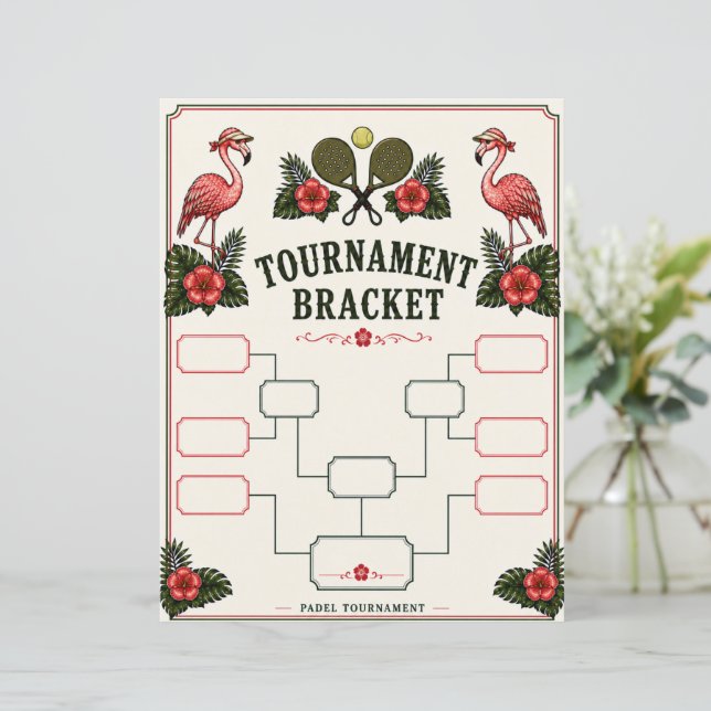 Retro Flamingo Padel Toernooi Schema (Staand voorkant)