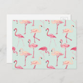 Retro-Flamingo patroon Briefkaart (Voorkant / Achterkant)