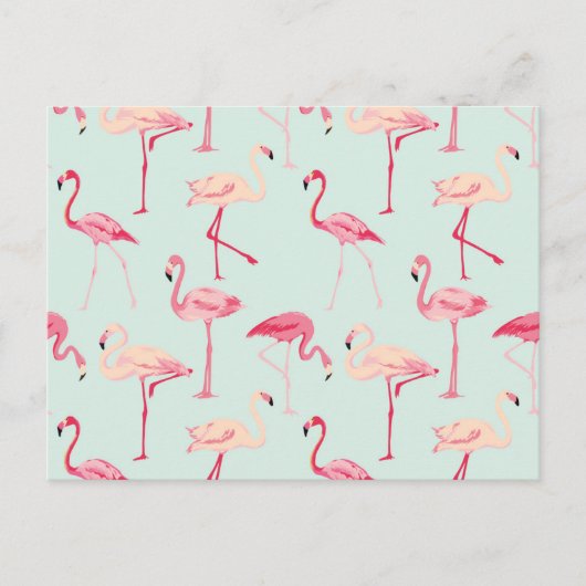 Retro-Flamingo patroon Briefkaart (Voorkant)