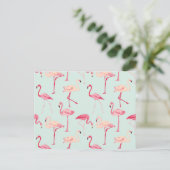 Retro-Flamingo patroon Briefkaart (Staand voorkant)