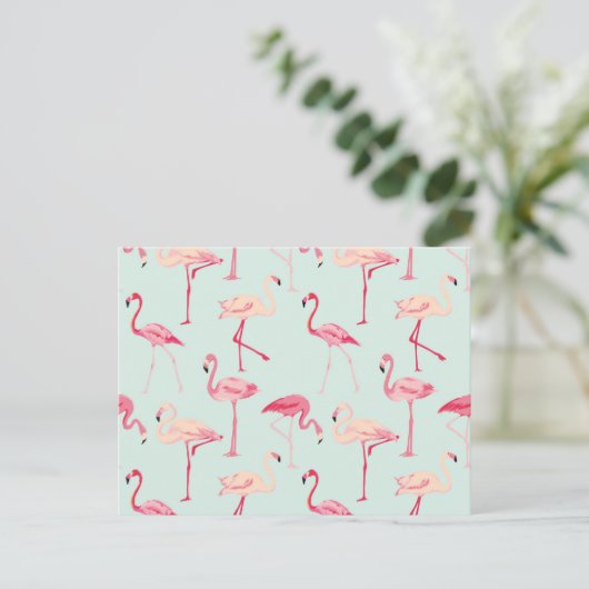 Retro-Flamingo patroon Briefkaart (Staand voorkant)