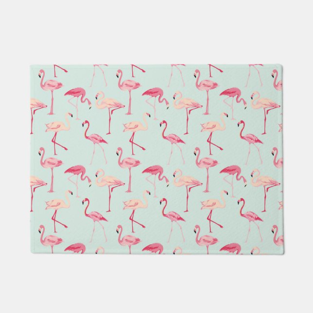 Retro-Flamingo patroon Deurmat (Voorkant)