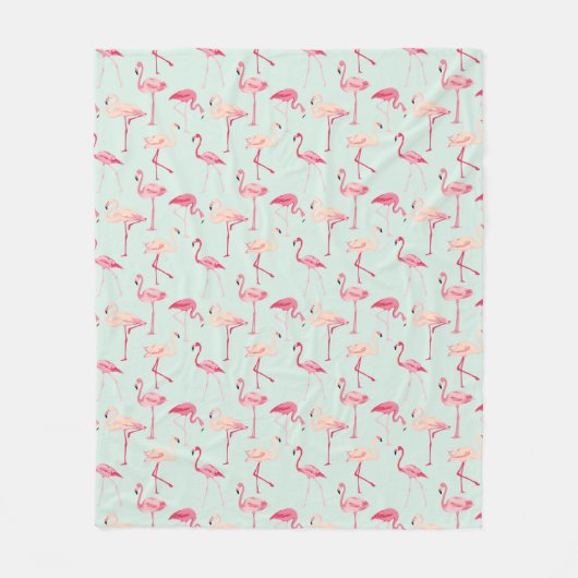 Retro-Flamingo patroon Fleece Deken (Voorkant)
