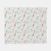 Retro-Flamingo patroon Fleece Deken (Voorkant (Horizontaal))