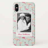 Retro-Flamingo patroon | Foto en naam toevoegen Case-Mate iPhone Case (Achterkant)