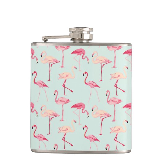 Retro-Flamingo patroon Heupfles (Voorkant)
