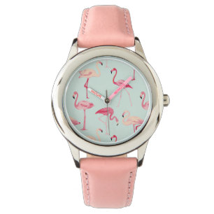Retro-Flamingo patroon Horloge