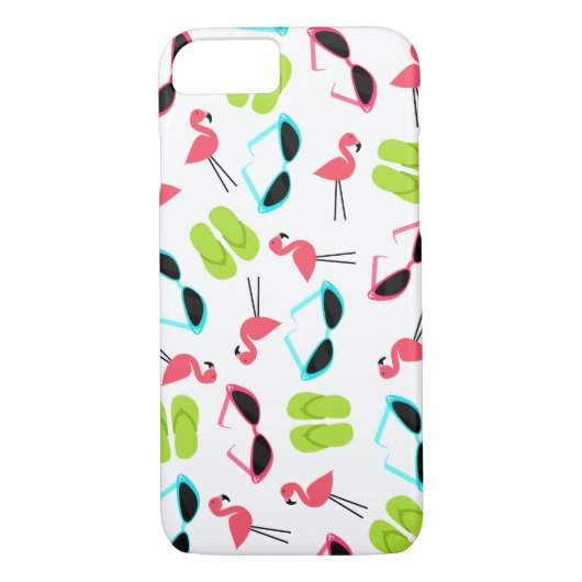 Retro Flamingo patroon iPhone 7 hoesje (Achterkant)
