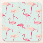 Retro-Flamingo patroon Kartonnen Onderzetters (Voorkant)