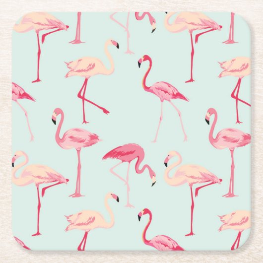 Retro-Flamingo patroon Kartonnen Onderzetters (Voorkant)