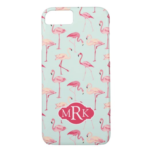 Retro-Flamingo patroon | Monogram Case-Mate iPhone Case (Achterkant)